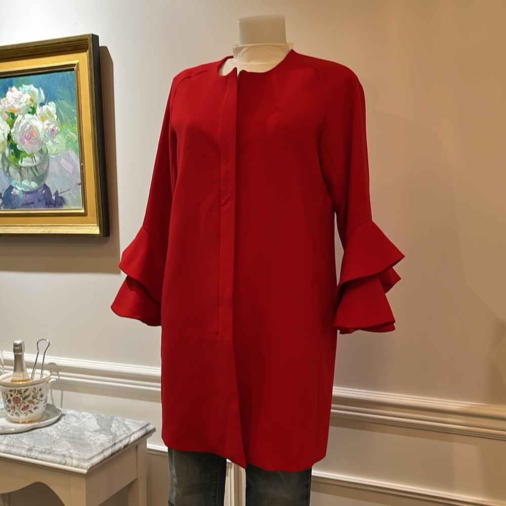 Belle Vere Red zip up coat with bell sleeves